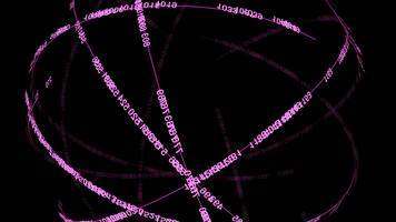 digital sfär med lysande rader och text roterar i Plats video