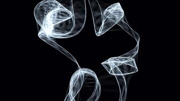 Abstract light particle ribbon motion on black background loop video