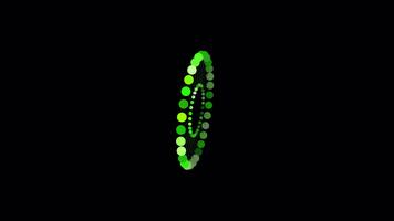 Abstract green dots spinning creating dna helix structure on black background video