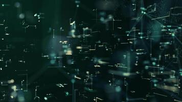 digital dados corrente fluxos através abstrato tecnológica globo fundo video