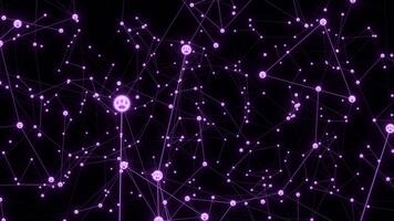 Digital abstract social network connection grid flowing across dark background video