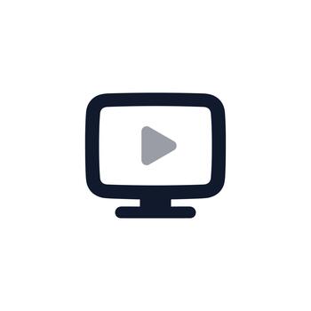 minimalista redondeado borde televisión pantalla monitor con jugar botón icono vector