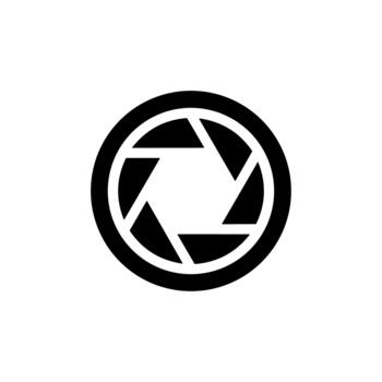 Minimalist Aperture Camera Lens Iris Shutter Diaphragm Icon Graphic vector