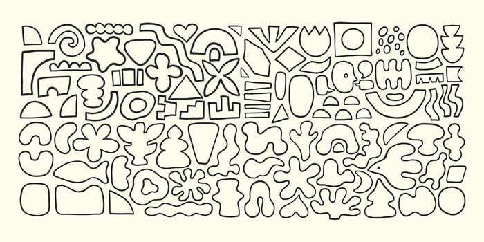 resumen moderno línea orgánico forma redondo formar colocar. negro y blanco, monocromo, garabatear estilo, contorno forma. líquido orgánico gota curva forma cifra. resumen líquido burbuja, ondulado diferente suave forma. vector