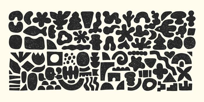 resumen moderno orgánico forma redondo formar colocar. negro y blanco, monocromo, garabatear estilo. líquido orgánico gota curva forma cifra. resumen líquido burbuja, ondulado diferente forma. suave redondo oval modelo. vector