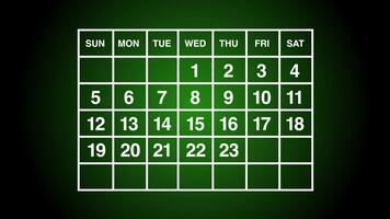de kalender 3:e dag av de månad är highlighting med röd cirkel animering isolerat på grön bakgrund video