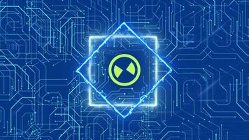 dinamico tecnologia circuito tavola con raggiante radiazione simbolo per futuristico Tech presentazioni e moderno digitale soddisfare creazione progetti video