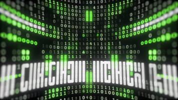 Digital Data Stream with Green Binary Code and Glitch Effect. video
