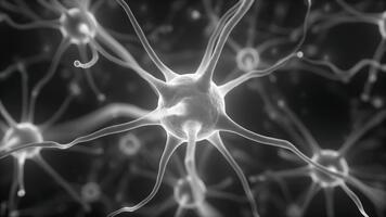 neurale Rete cervello cellule e sinapsi nel nero e bianca. video