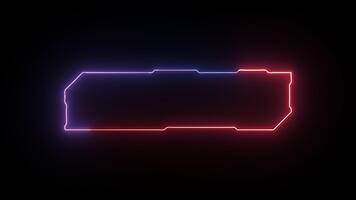 animerad uhd bred neon ram gräns täcka över, dynamisk röd och blå cyberpunk hud skärm data visa element video