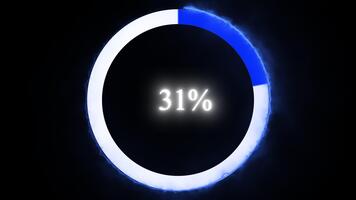 animado azul y blanco circular Progreso carga de barras lazo en negro antecedentes 4k uhd video