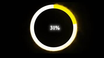 animado amarillo y blanco circular Progreso bar cargando lazo en negro antecedentes 4k uhd lleno estado indicador cubrir video