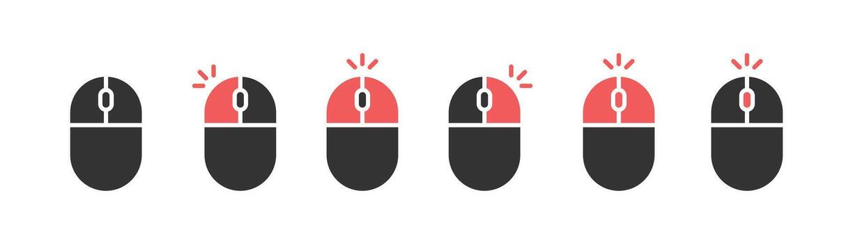 ratón icono colocar. ratón izquierda y Derecha hacer clic icono. computadora ratón colocar. ratón rueda Desplazarse icono . ratón hacer clic cursor icono conjunto vector