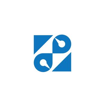 Blue abstract logo design with circular and triangle elements vector