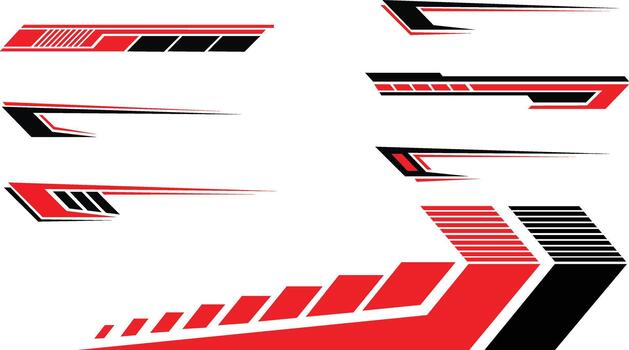 Abstract red and black dynamic speed lines on white background futuristic motion graphics elements vector