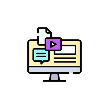 digital contenido creación cubo en pantalla vector