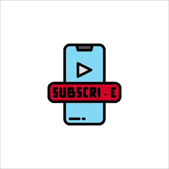 móvil pantalla con suscribir botón y jugar icono vector