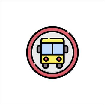 A stylized representation of a bus symbol within a circular frame vector