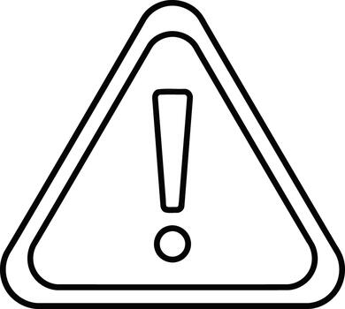 Minimalist line art graphic a universal warning sign. Triangular icon with an exclamation mark, conveying essential caution, danger, and alerts for digital interfaces vector