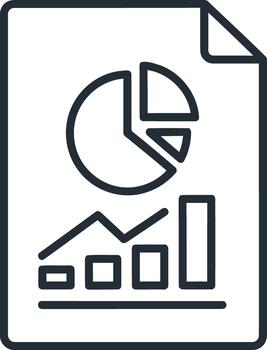 Line chart and pie chart on a document, illustrating business analysis and financial reporting vector