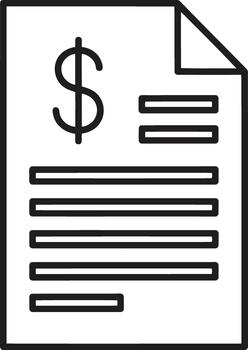 sencillo línea ilustración de un documento con un dólar firmar y líneas representando texto, simbolizando financiero asuntos y papeleo vector