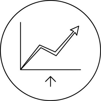 ilustración de un línea grafico demostración un hacia arriba tendencia y un flecha indicando crecimiento y progreso, negocio concepto vector