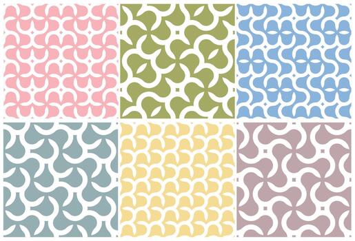 colección de vistoso sin costura geométrico patrones - delicado de moda diseño. vibrante Rizado textil antecedentes, interminable curva texturas vector