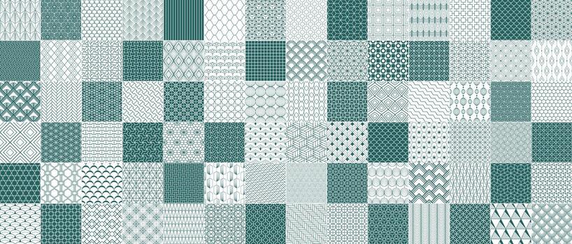 Collection of seamless ornamental decorative geometric patterns. Endless elegant backgrounds. repeatable grid outline textures - symmetric prints vector