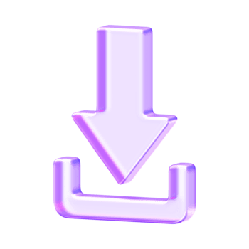traslucido Scarica freccia icona con arrotondato vetromorfismo aspetto e delicato pendenza illuminazione. adatto per file Salvataggio, dati accesso, e moderno ui interfacce png