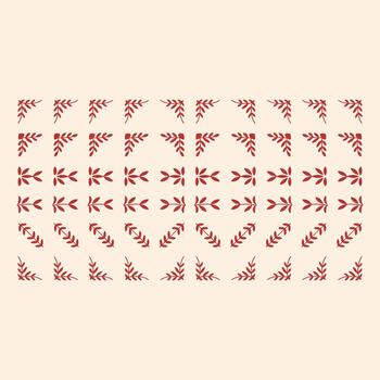 rojo floral patrones arreglado en un cuadrícula en un ligero antecedentes vector