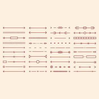 Collection of red minimalist line with arrows and geometric shapes line arrows abstract vector