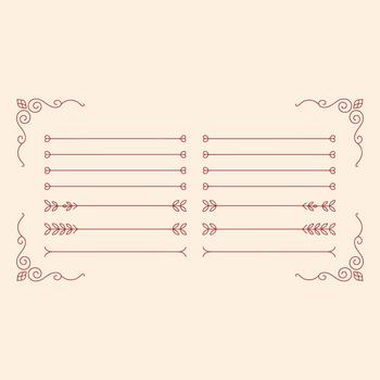 Ornate red decorative borders with floral and swirl patterns on a light background swirls vector