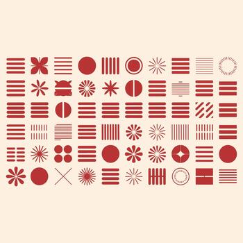 Collection of various red geometric and abstract patterns on a light background shapes vector