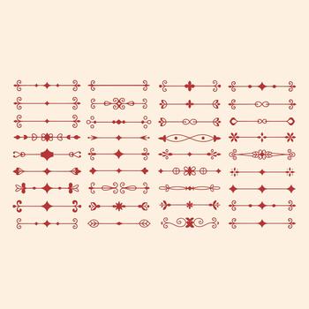 colección de florido rojo decorativo fronteras con floral y geométrico patrones en un beige antecedentes vector