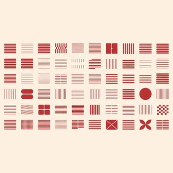 Collection of red geometric patterns on a light background vector