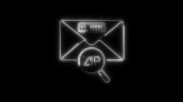 blixtlås koda ikon animering med lysande rader på svart bakgrund video
