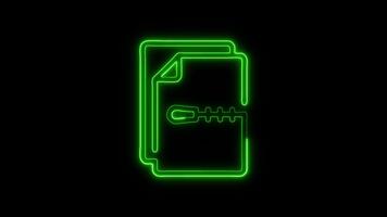 Código Postal archivo icono animación con brillante líneas en negro antecedentes video