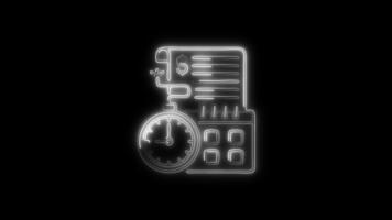 tid begränsa ikon animering med lysande rader på svart bakgrund video