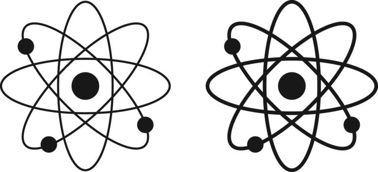 Tech and Innovation Symbol. Atomic icon graphic design. Microscopic world and technology signs. Tech and Innovation Symbols vector