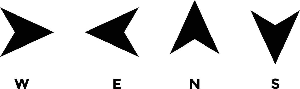 Brújula icono colocar. Oeste, norte, este, sur flecha. navegación flecha gráfico diseño. direccional puntero simbolos mapas y orientación diseño elementos vector