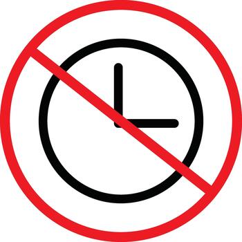 no time icon. limit forbidden and deadline sign. No clock icons. Forbidden Clock Symbols. No time icon. Stopwatch restriction graphic design vector