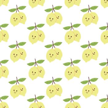 linda sin costura limón modelo con sonriente caras en plano estilo vector