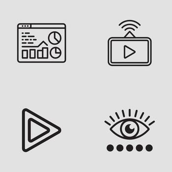 digital contenido análisis y medios de comunicación visita experiencia con interactivo íconos vector