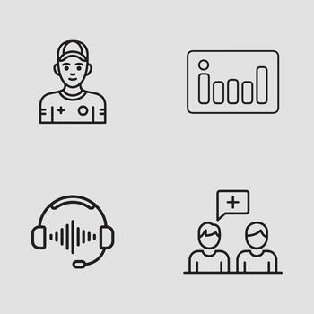 User, data, audio and communication icons for modern business solutions vector