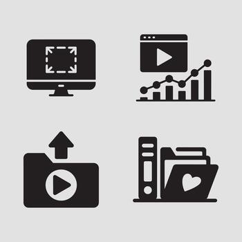 digital contenido administración y medios de comunicación Interacción íconos conjunto para web y aplicación diseño vector