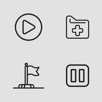 Essential multimedia and organizational outline icons collection for web and app design vector