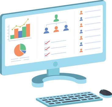 digital proyecto administración y equipo tablero icono vector