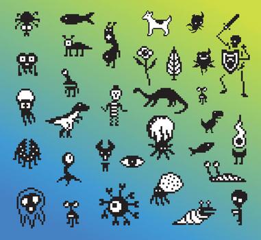 Dinosaur pixel game icon offline error. Cartoon dinosaur pixel icon art. vector