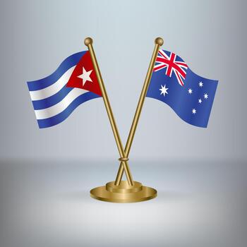 Australian and Cuban flags crossed vector