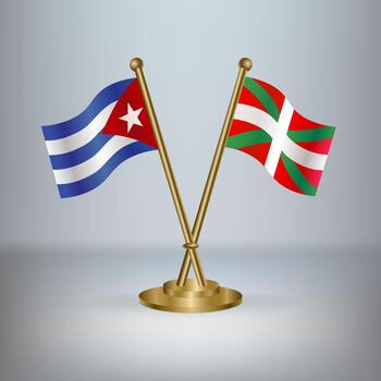 Cuban and Basque flags cross display vector